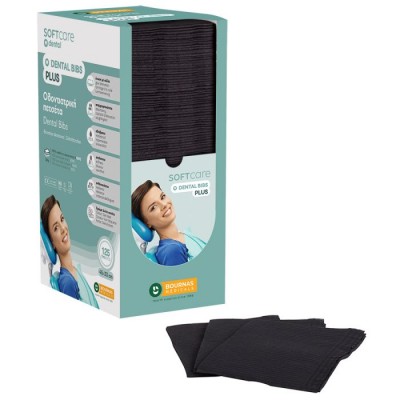 Oδοντ. πετσέτα Soft Care Plus 3ply με dispenser μαύρη (4 x 125 τεμ)
