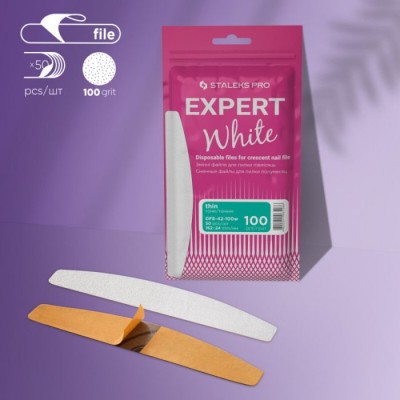 Disposable white files for crescent nail file EXPERT 42/100 (50 pcs)